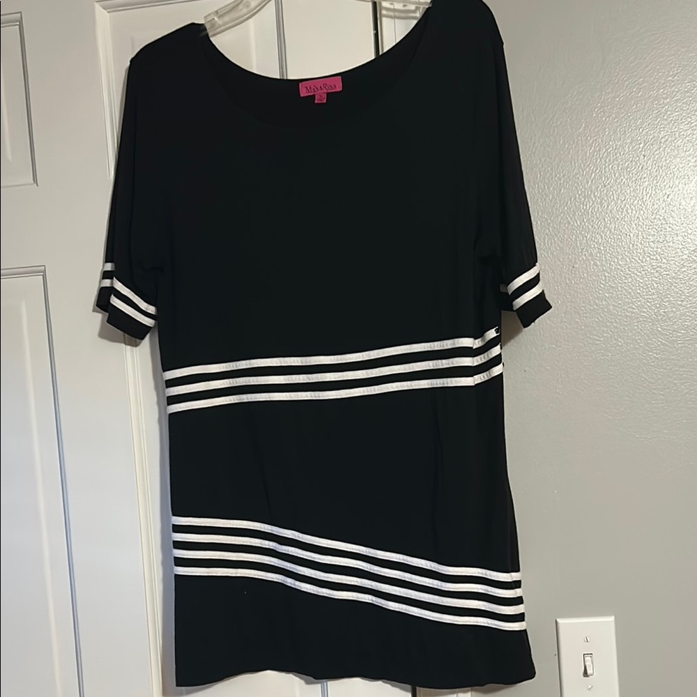 Black and White Striped Women's Top